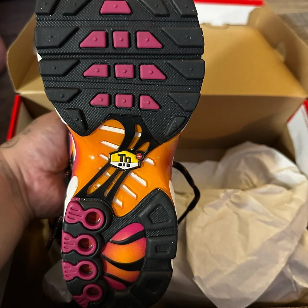 Nike Air Max Plus Black with Orange and Pink Accents - Picture 3 of 4